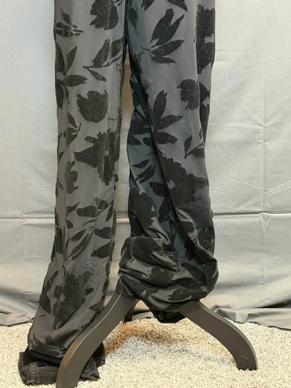 Lulus Love About It Black Velvet Burnout Strapless Jumpsuit Size XL